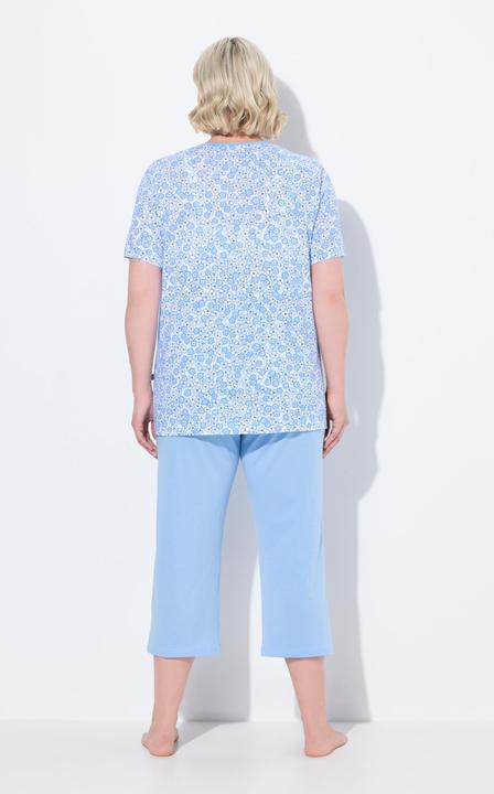 Produktbild Ulla Popken Pyjama, Blumen, V-Ausschnitt, Halbarm, Taschen (46, 48)