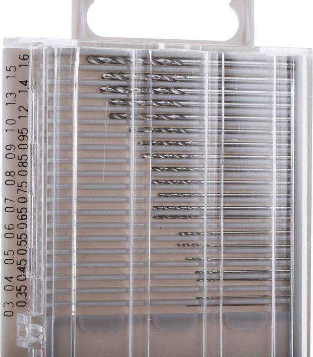 Produktbild RS PRO HSS Spiralbohrer Satz 0.3mm 1.6mm, 20-teilig, für verschiedene Materialien (0.3 mm, 1.6 mm)