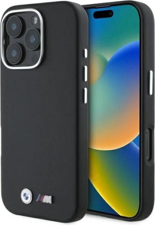 Immagine prodotto BMW BMHCP16L23PMWK Custodia rigida per iPhone 16 Pro 6,3" in metallo liscio e avvolto, nera M (Apple iPhone 16 Pro)