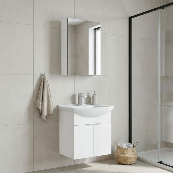 Produktbild Homitis Purus 55 Bathroom Cabinet With Sink & Mirror Set (2 Pieces)