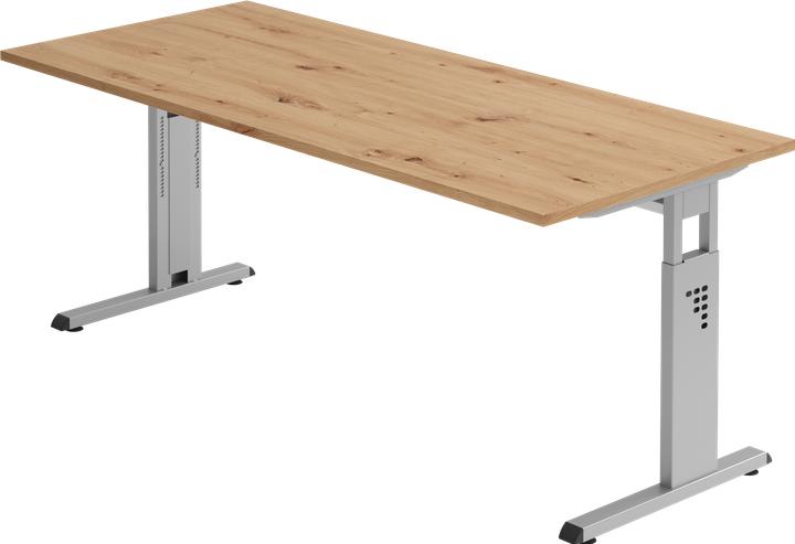 Image du produit Hammerbacher Bureau C-Fuss 180x80cm chêne cendré/argenté