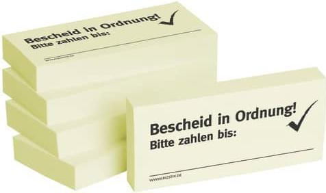 Produktbild Bizstix Notiz 'in Ordnung' 75x35mm (7.5 x 10 cm)