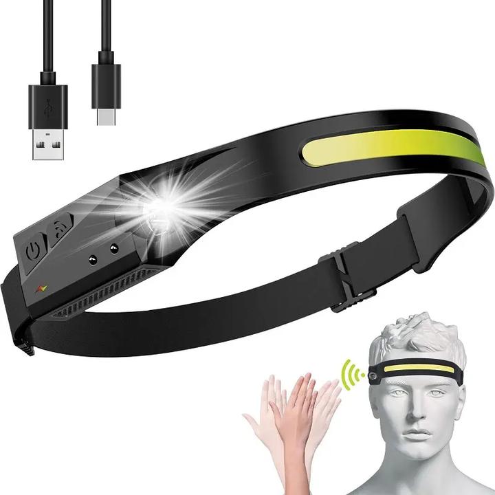 Produktbild Hurtel LED-Stirnlampe mit IPX4-Bewegungssensor USB-C 1200 mAh - Schwarz (350 lm)