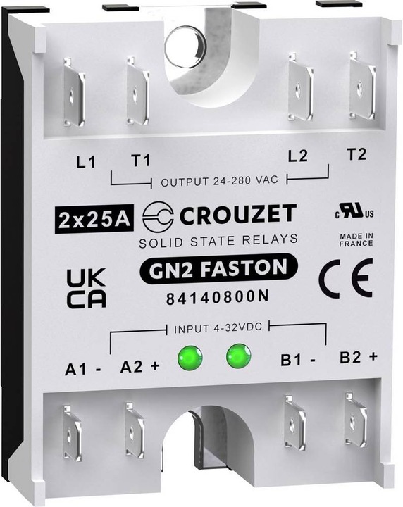 Actual product image Crouzet Solid state relay 84140800N SSR GN2 Load current (max.): 25 A Switching voltage (max.): 280 V/AC