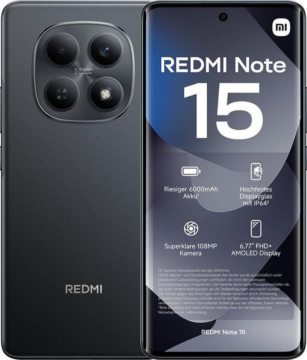 Actual product image Xiaomi REDMI Note 15 (256 GB, Black, Black, 6.77", Dual SIM, 4G)