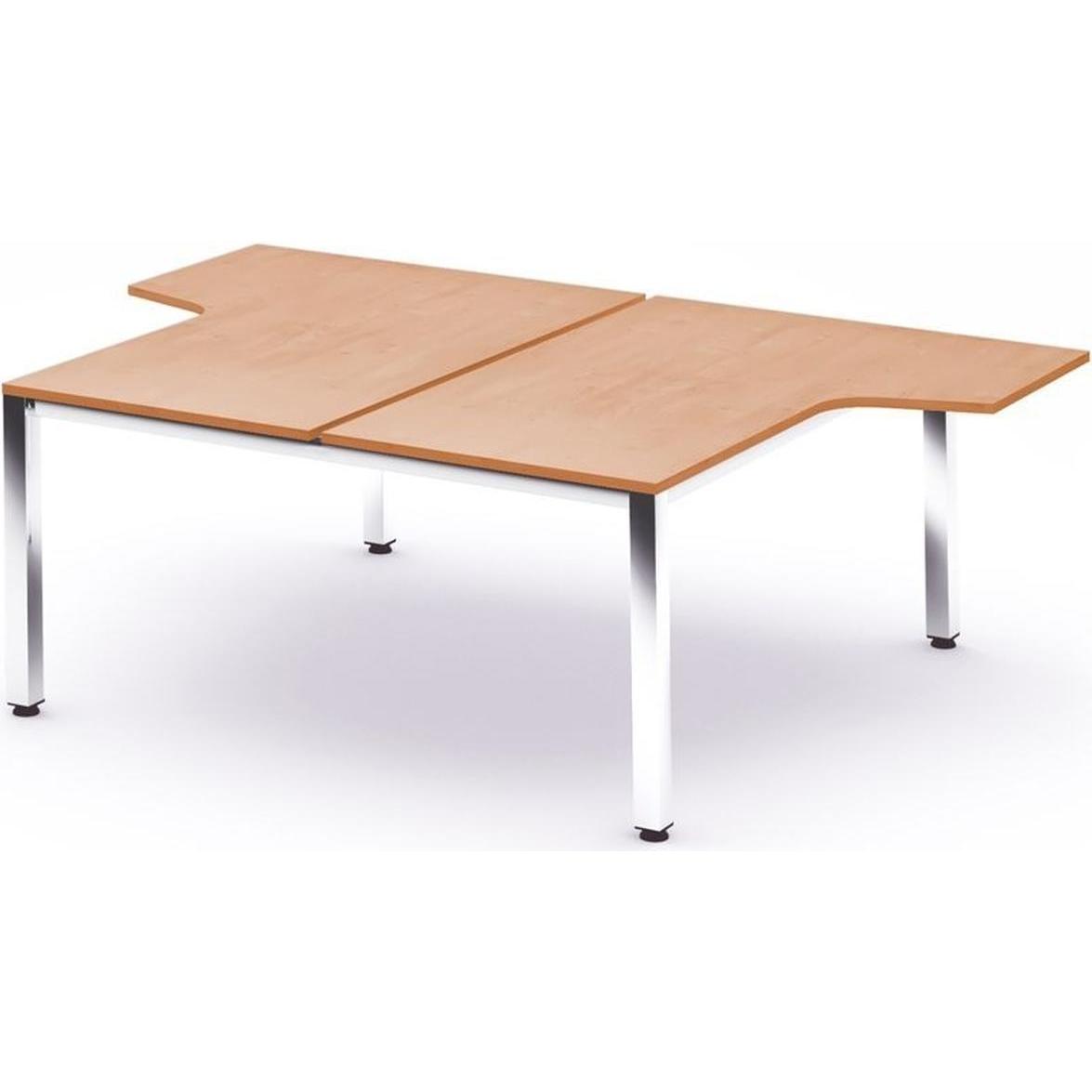 Rocada, Schreibtisch, Mehrfacharbeitstisch Executive L-Form BxTxH 180x163/220x73cm Gestell verchromt Platte Melamin buch...