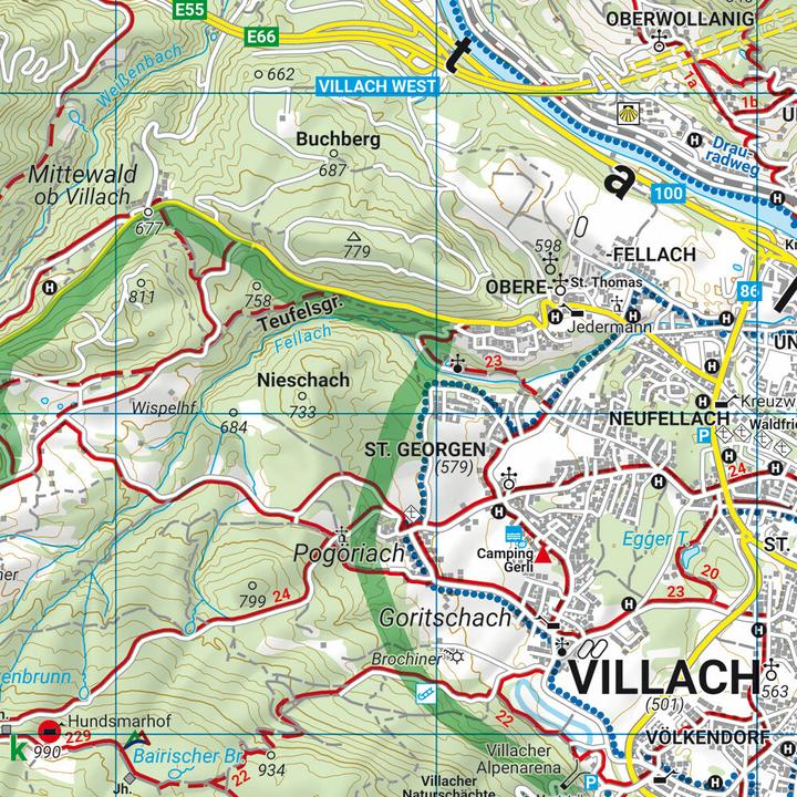 Actual product image Villach - Faaker See, hiking, cycling and leisure map 1:50,000, freytag & berndt, WK 224