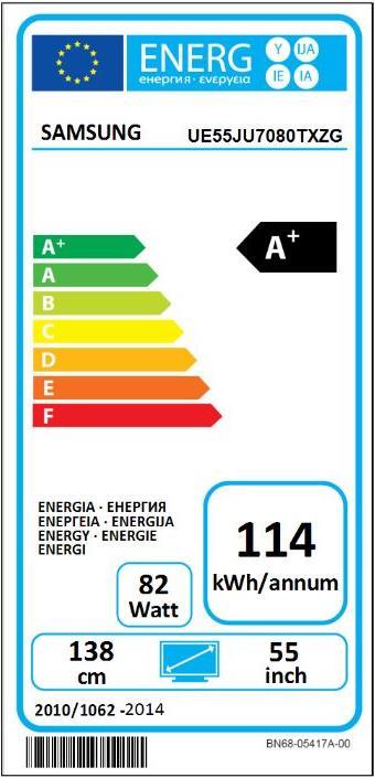 Label énergétique Samsung Ue55ju7080 (55", LCD, 4K, 2015)