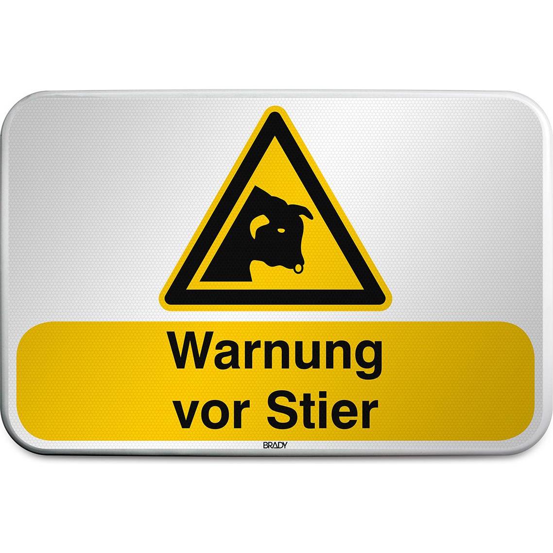 Brady, Segnaletica di sicurezza, W/W034/DE396/RFLBD-600X400-1, Cartello di sicurezza ISO - Avviso di toro, laminato in alluminio