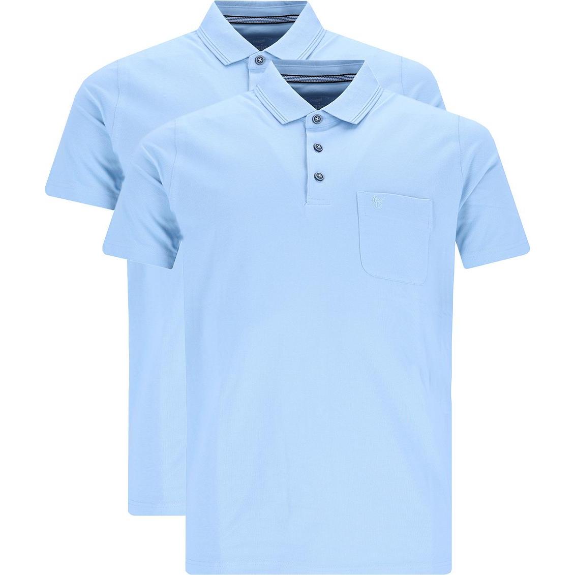 Hajo, Herren, Shirt, 2er Pack Pique Poloshirt, Blau, (50)
