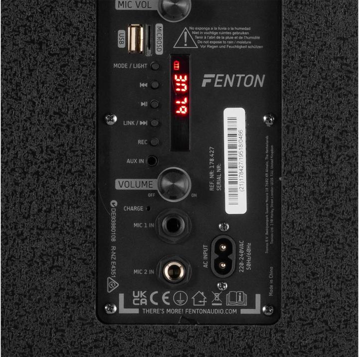 Actual product image Fenton Karaoke set - LIVE290 Party speaker met microfoons en discolamp - Met Bluetooth