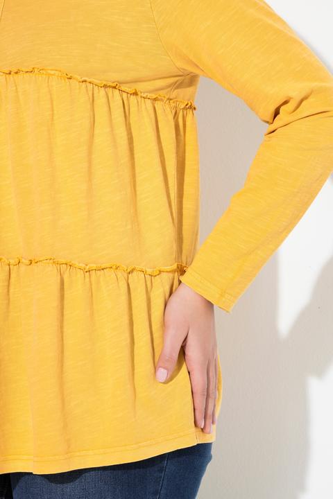 Actual product image Ulla Popken Ruffled Flounce Panel Long Sleeve Tee (62)