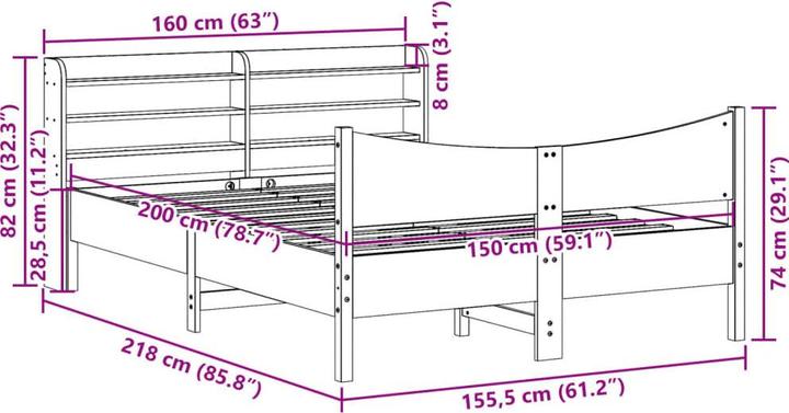 Actual product image vidaXL Bettrahmen (150 x 200 cm)