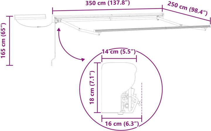 Produktbild vidaXL Elektrische ausziehbare Markise (2.50 m)