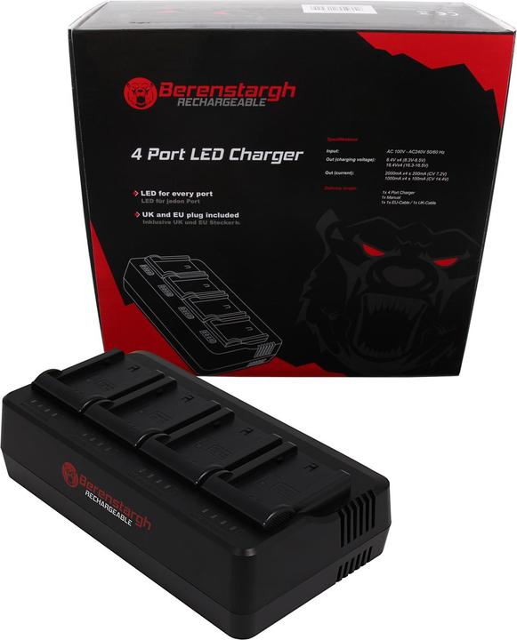 Berenstargh 4-f??h L?d?g?rät EN-EL15 für Nikon D600 D750 D800 D810 D810A D7000 D7100 D7200 D7500 (Camera battery charger)