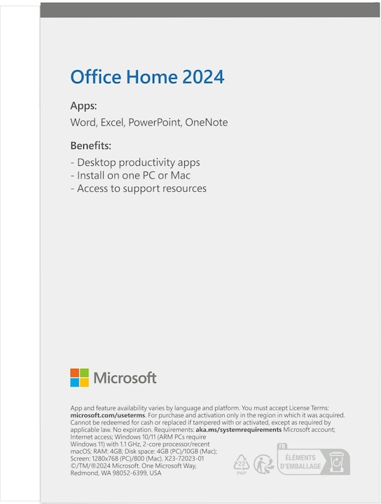 Immagine prodotto Microsoft Office Home 2024 (UK) (1 Utente, Senza limiti)
