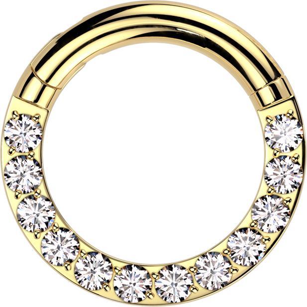 Produktbild Star Piercing Segmentring klappbar vergoldet front Kristalle silber (ohne Messing, Titan)