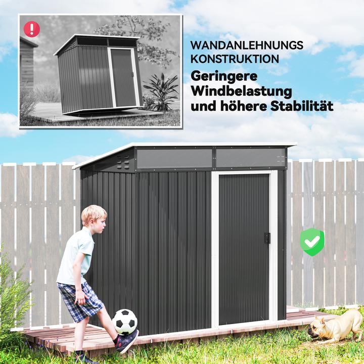 Actual product image Outsunny Gerätehaus Stahl Dunkelgrau
