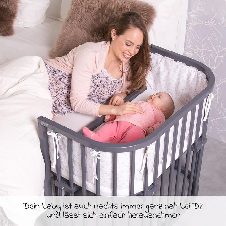 Actual product image Babybay Boxspring Comfort Plus co-sleeper bed - slate grey