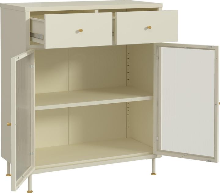 Image du produit En.Casa Sideboard Lindau Stahl 97x80x40 cm Cremeweiss (80 x 40 x 97 cm)