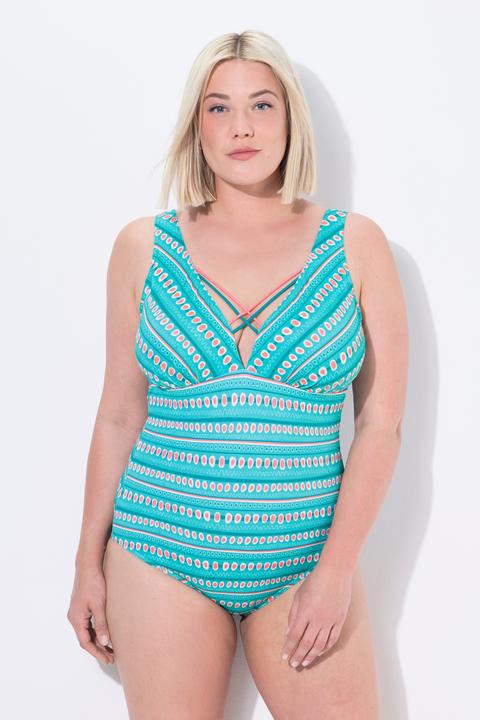 Actual product image Ulla Popken Strappy Mixed Stripe One Piece Swimsuit (46)