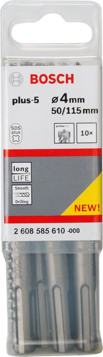Immagine prodotto Bosch Professional Zubehör Trapano a percussione SDS plus-5, 4 x 50 x 115 mm, confezione da 10 pezzi (4 mm)