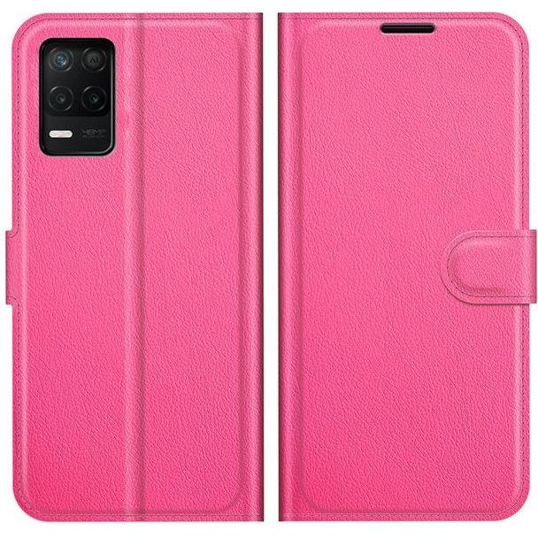 MU Classic Litchi Leder Bookcover Series (Realme 8 5G), Smartphone Hülle, Rosa