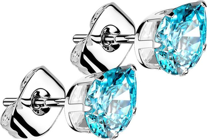 Immagine prodotto Star Piercing Orecchini a perno in argento con goccia di cristallo color acqua (senza ottone, Acciaio chirurgico 316L)