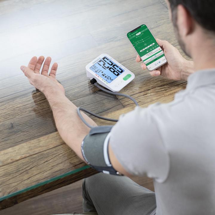 Actual product image Medisana BU 584 connect Upper arm blood pressure monitor large cuff 23-43 cm