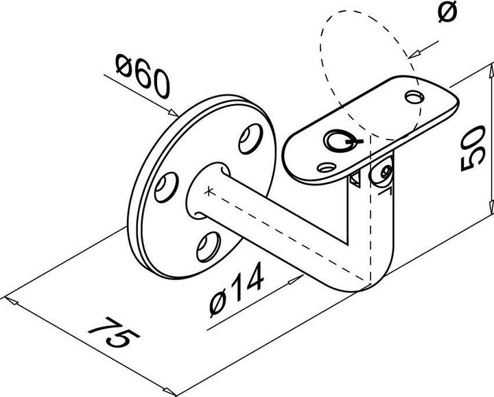 Actual product image Q-Railing Handrail supports Q-LINE® (Stainless steel V2A)