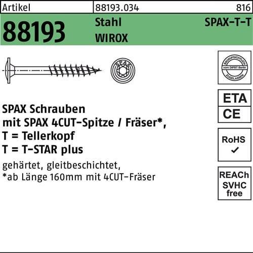 Produktbild Spax Tellerkopf T-Star Plus T40 Teilgewinde 4cut Wirox (50 Schrauben pro Stück)