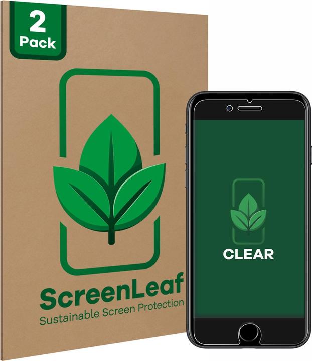 Produktbild ScreenLeaf Schutzfolie nachhaltiger Displayschutz Displayschutzfolie Folie Klar Transparent (2 Stück, Apple iPhone 7)