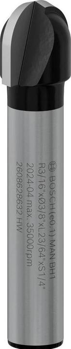 Produktbild Bosch Professional Zubehör Hohlkehlfräser, 1/4-Zoll, R1 4,7 mm, D 9,5 mm, L 9,2 mm, G 45 mm