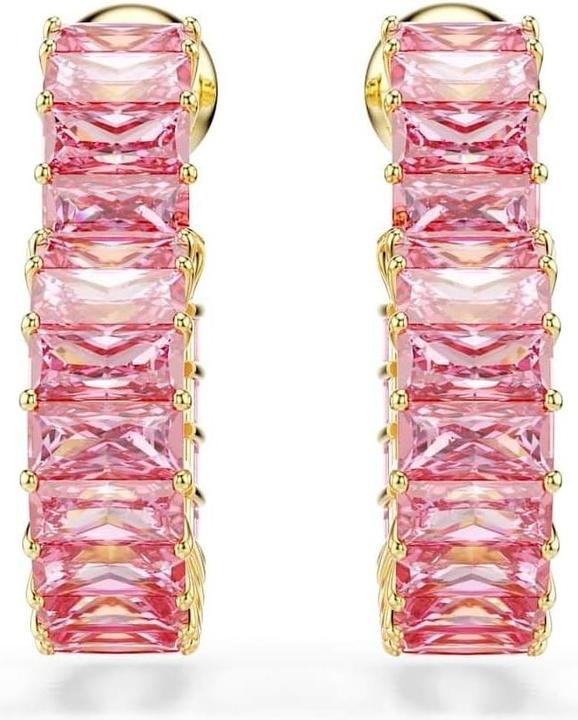 Actual product image Swarovski Matrix Kreolen Baguette Schliff Herz Klein Rosa Gold (Swarovski Metal)