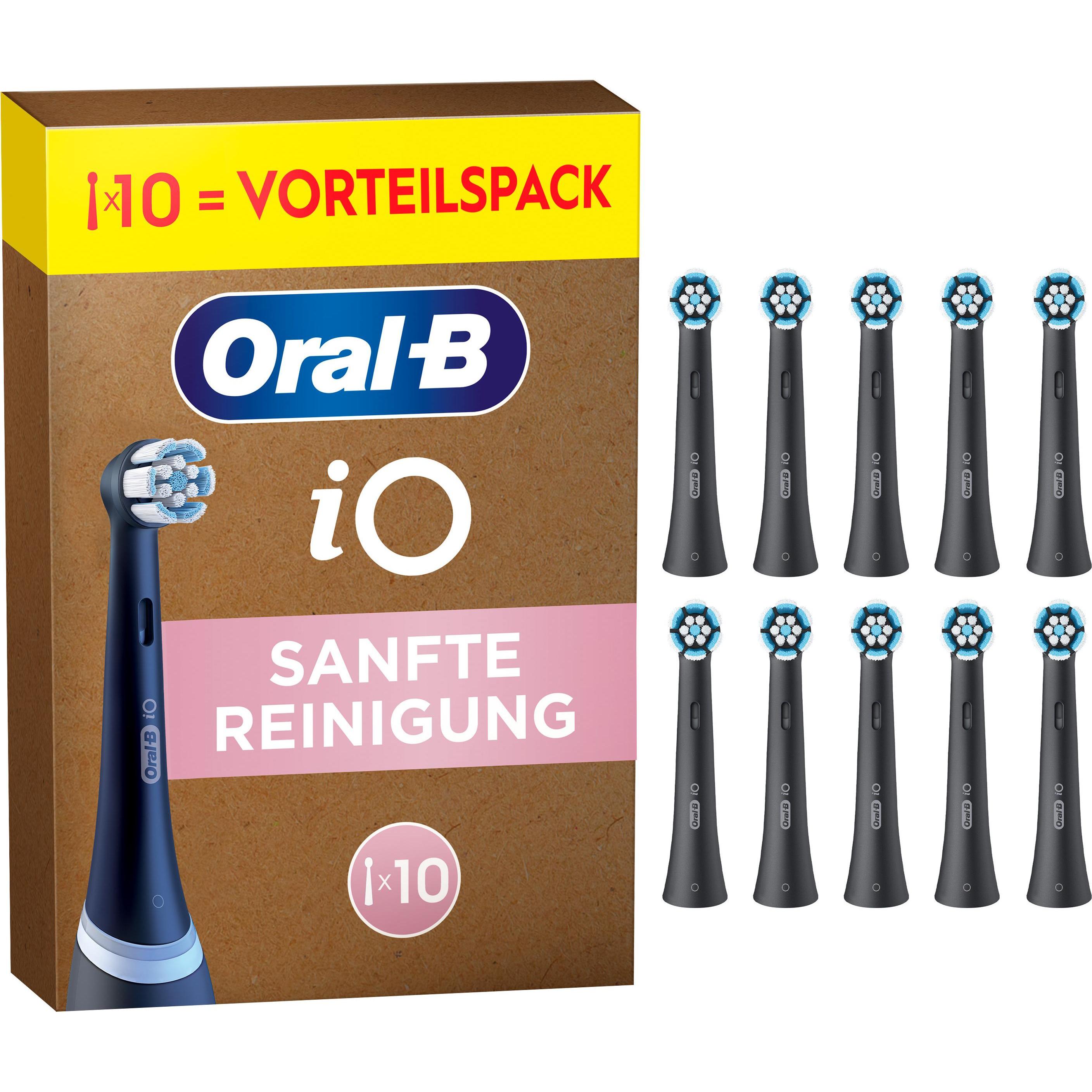 Oral-B, Testine per spazzolino, iO Sanfte Reinigung Schwarz 10er FFU Aufsteckbürsten (10 x)