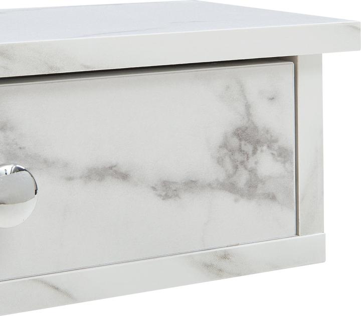Actual product image En.Casa Wandregal Geeste 60x15x10 cm mit 2 Schubladen Marmoroptik, weiss (60 x 15 x 10 cm)