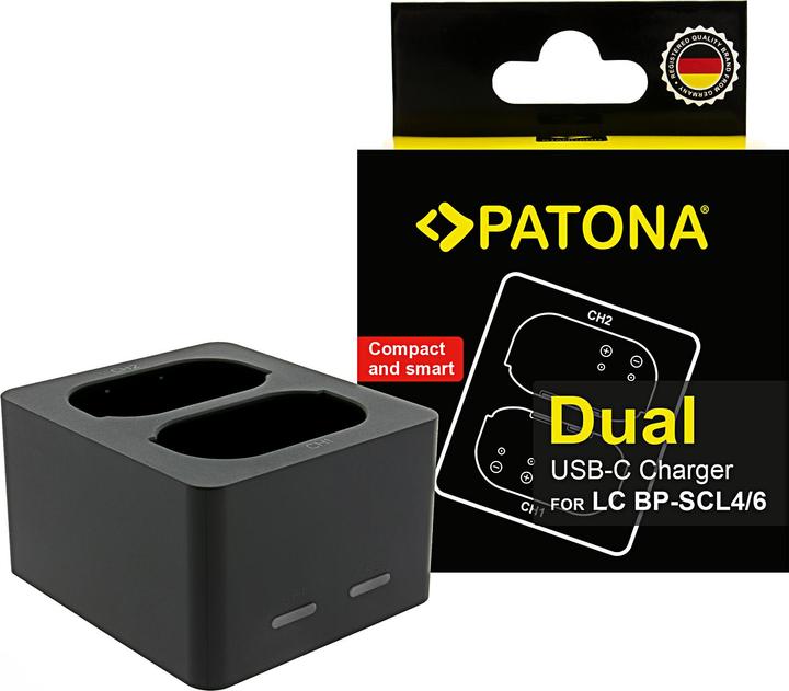 Patona Dual Ladegerät für Leica Q3 Q4 BP-SCL4 und BP-SCL6 inkl. USB-C Kabel (Kamera Akku Ladegerät)