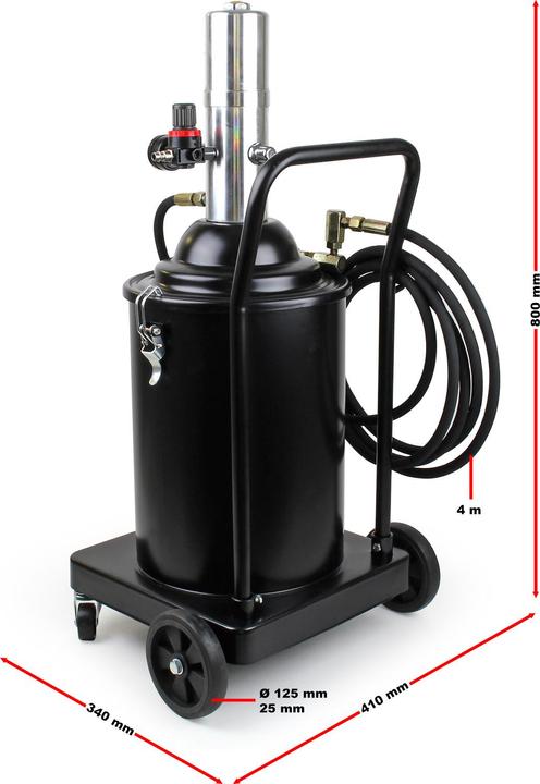 Produktbild XPOtool 15L Fettpresse pneumatisch Druckluft fahrbar Abschmierpresse Profi mobil