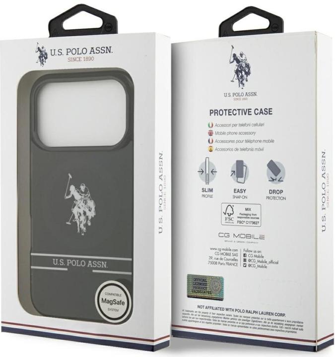 Actual product image U.S. Polo US Polo DH and Bottom Stripe Logo MagSafe Case for iPhone 17 Pro Black (Apple iPhone 17 Pro)