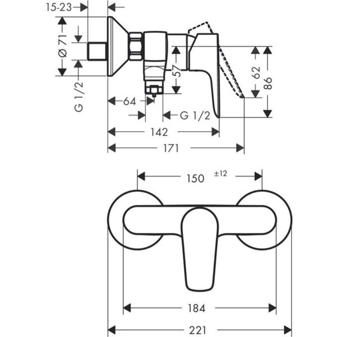 Thumbnail - hansgrohe, Badarmatur, Einhebel-Brausemischer TALIS E