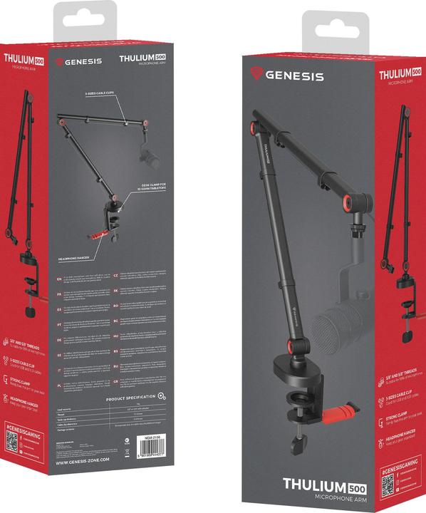 Produktbild Genesis Ramię Do Mikrofonu Thulium 500 Z Wieszakiem Na Słuchawki
