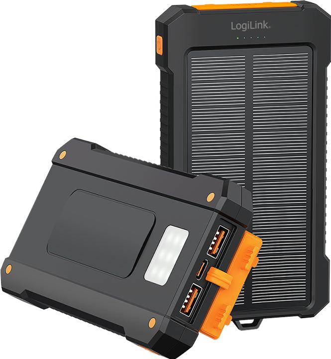 Image du produit LogiLink Solar Powerbank 10.000 mAh, schwarz (10000 mAh, 18 W)