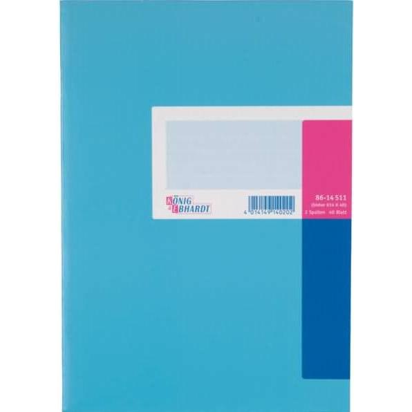 König & Ebhardt, Kopierpapier, Spaltenbuch DIN A4 hellblau/magenta 2 Spalten 40 Bl. (80 g/m², 40 x, A4)