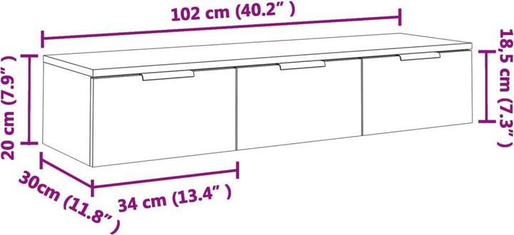 Produktbild vidaXL Wandschrank (102 x 30 x 20 cm)