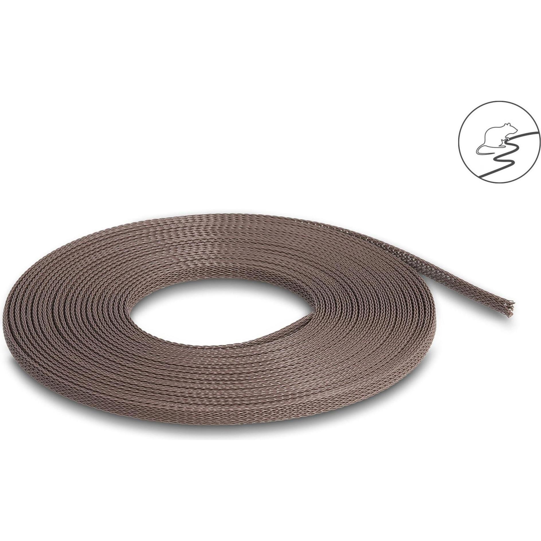 Thumbnail - Delock, Kabelschutz + Kabelführung, Geflechtschlauch nagerfest, 5 m x 3 mm Braun (Kabelschlauch, 5000 mm)