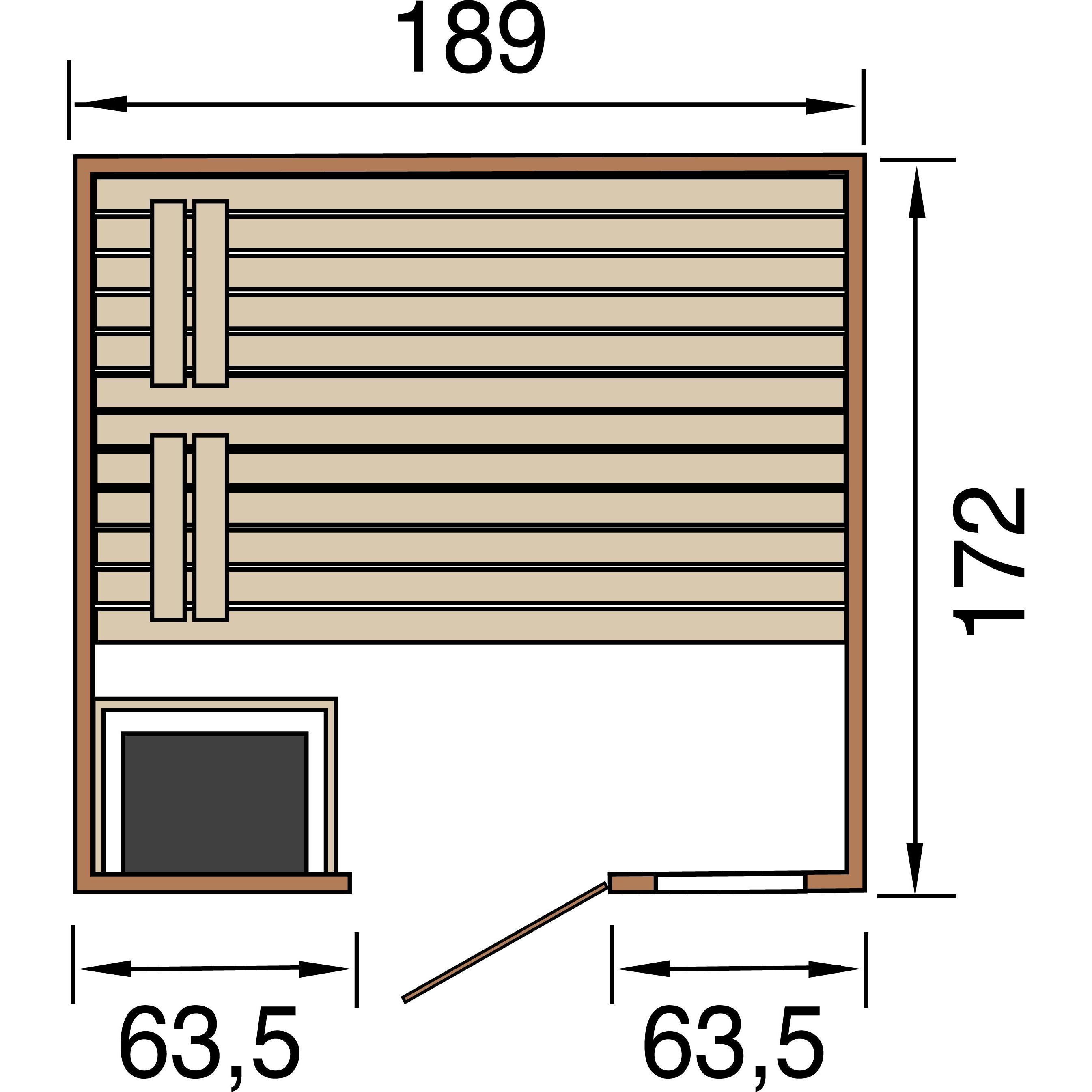 Thumbnail - Weka Holzbau, Sauna, Massivholzsauna Weka Valida Plus inkl. 9 kW Ofen u. intergr.Steuerung mit Fenster undGanzglastre a ...