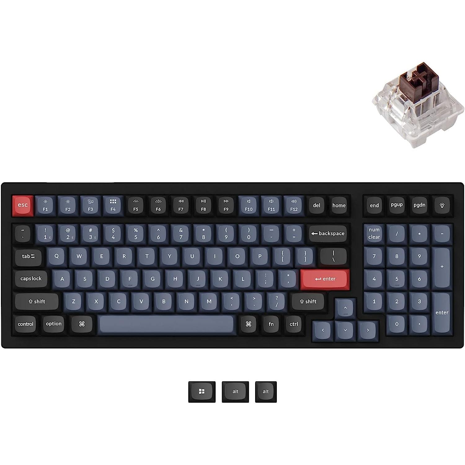 Keychron Key K4Pro 96% Alu RGB Key Brown H K4P-H3-DE (DE, Kabellos), Tastatur, Schwarz