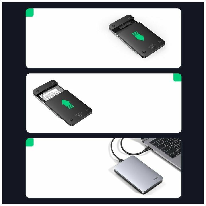 Productafbeelding Ugreen USB 3.1 Type-C HDD/SSD Aluminium Behuizing 2,5" met USB-C Kabel (2.5")