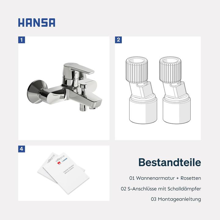 Produktbild Hansa Armaturen GmbH Wannen-Hebelmischer Hansapolo neu Wandmontage verchromt
