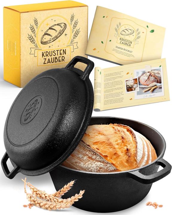 Krustenzauber Gusseisen-Brotbacktopf mit Deckel (26 cm)